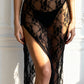 VERA – Sheer Floral Lace Maxi Gown - Noir