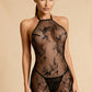SOPHIE – Fine Lace Halter Neck Low Back Chemise - Noir