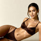MARINA – Satin Balconette & Strappy String Set - Brown