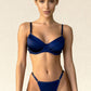 MARINA – Satin Balconette & Strappy String Set - Deep Blue