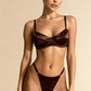 MARINA – Satin Balconette & Strappy String Set - Brown