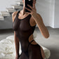 AJA – Side-Cutout Sheer Mesh Mini Dress - Noir