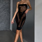 ELIA – Bandage Illusion Mesh Midi Dress - Noir