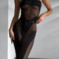 ELIA – Bandage Illusion Mesh Midi Dress - Noir