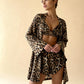 KAT – Leopard Print Satin 3-Piece Kimono Set - Animal