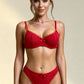 LULU – Ruffled Tulle & Satin Bow Set - Red