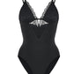 CAMILA – Floral Lace & Soft Modal Chemise - Noir