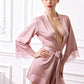 MILA – Silk Satin & Lace Sleeve Red Robe