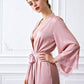 MILA – Silk Satin & Lace Sleeve Red Robe