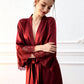 MILA – Silk Satin & Lace Sleeve Red Robe