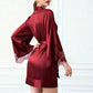 MILA – Silk Satin & Lace Sleeve Red Robe