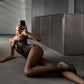 LILU – Satin Bow & Vertical Slit Body-Hose - Noir