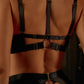 SCARLETT – Red Satin Cage & Gold Ring Garter Set