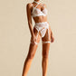 IVORY – Lace Choker & Gold Ring Garter Set - White