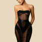 SASKIA – Illusion Bandage Bodysuit & Midi Skirt Set - Noir
