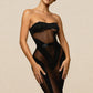 SASKIA – Illusion Bandage Bodysuit & Midi Skirt Set - Noir