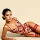 CARLA – Floral Lace & Nude Mesh Bustier - Bordeaux