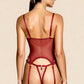 CARLA – Floral Lace & Nude Mesh Bustier - Bordeaux