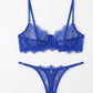 GRACE – Fine Floral Lace & Sheer Mesh Set - Royal Blue