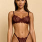 GRACE – Fine Floral Lace & Sheer Mesh Set - Chocolate