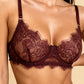 GRACE – Fine Floral Lace & Sheer Mesh Set - Chocolate