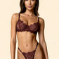 GRACE – Fine Floral Lace & Sheer Mesh Set - Chocolate