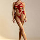 MIMI – Open Cup Harness & Oversized Bow Set - Red