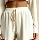 HOLLY – Ribbed Knit Crop & Short Lounge Set - Ecru