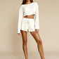 HOLLY – Ribbed Knit Crop & Short Lounge Set - Ecru