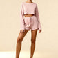 HOLLY – Ribbed Knit Crop & Short Lounge Set - Ecru