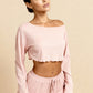 HOLLY – Ribbed Knit Crop & Short Lounge Set - Ecru