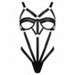 LEXI – Satin & Silver Ring Strappy Bodysuit - Noir