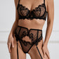 BEATRIX – Sketch Floral Embroidery & Cutout Garter Set - Noir