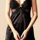 ESTHER – Black Satin & Lace Detail Slip Dress