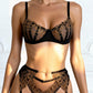 AURELIA – Black & Gold Embroidered Sheer Garter Set - Gold