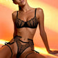 AURELIA – Black & Gold Embroidered Sheer Garter Set - Gold
