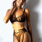 AURELIA – Black & Gold Embroidered Sheer Garter Set - Gold