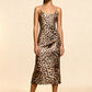 SAVANNAH – Leopard Print Satin Midi Slip Dress - Animal
