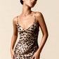 SAVANNAH – Leopard Print Satin Midi Slip Dress - Animal