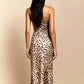 SAVANNAH – Leopard Print Satin Midi Slip Dress - Animal