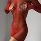 KOI – Crimson Fishnet Open-Back Mini Dress - Crimson