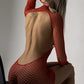 KOI – Crimson Fishnet Open-Back Mini Dress - Crimson