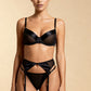 TEMPEST – Satin & Sheer Mesh Cutout Garter Set - Noir