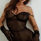 PETRA – Transparan Vual Keten Maxi Elbise - Noir