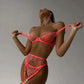 INES – Floral Lace Lingerie Set - Burnt Orange