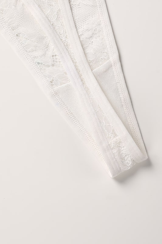 ELISE – Ruffled Lace & Sheer Bralette Set - White