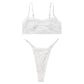 ELISE – Ruffled Lace & Sheer Bralette Set - White