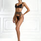 LEONA – Leopard Print & Black Lace Garter Set - Animal