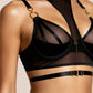 PETRA – High-Neck Strappy & Sheer Mesh Garter Set - Noir