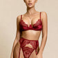 EMBER – Deep Lace & Satin Balconette Garter Set - Wine